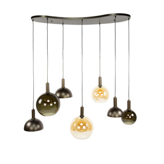 Suspension Cluster brun sienna - 4+3 lumières, largeur 145 cm