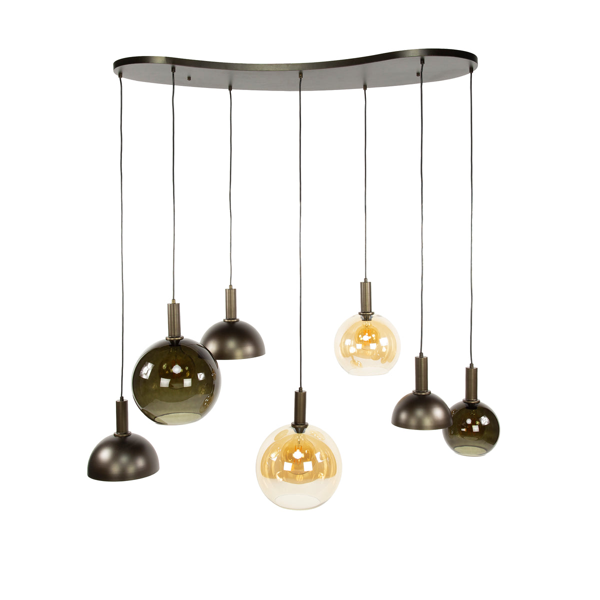Suspension Cluster brun sienna - 4+3 lumières, largeur 145 cm