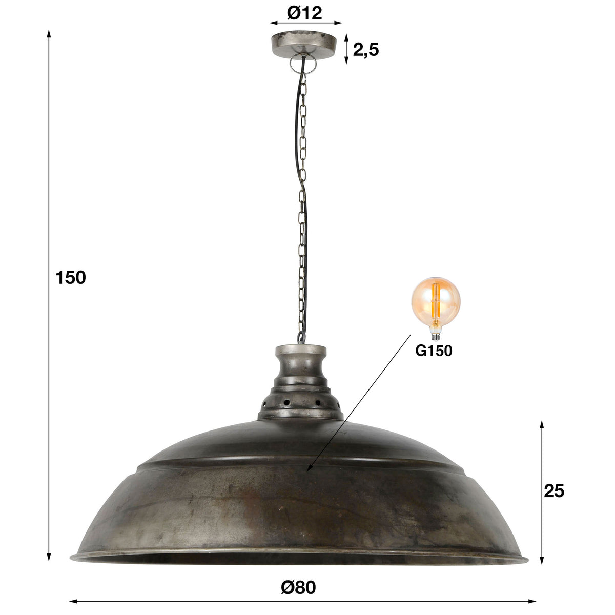 Pendant lamp Industry old silver - 1-light, diameter 80 cm
