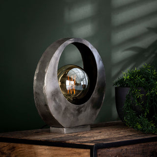 Lampe de table Full Moon argent vieilli - 1 lumière, hauteur 32 cm