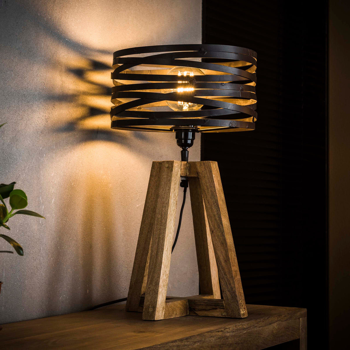 Table lamp Twist slate grey - 1-light, 50 cm high