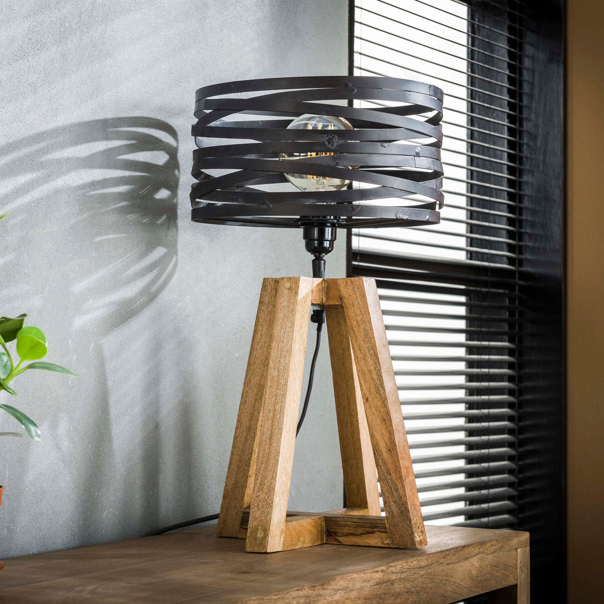 Table lamp Twist slate grey - 1-light, 50 cm high