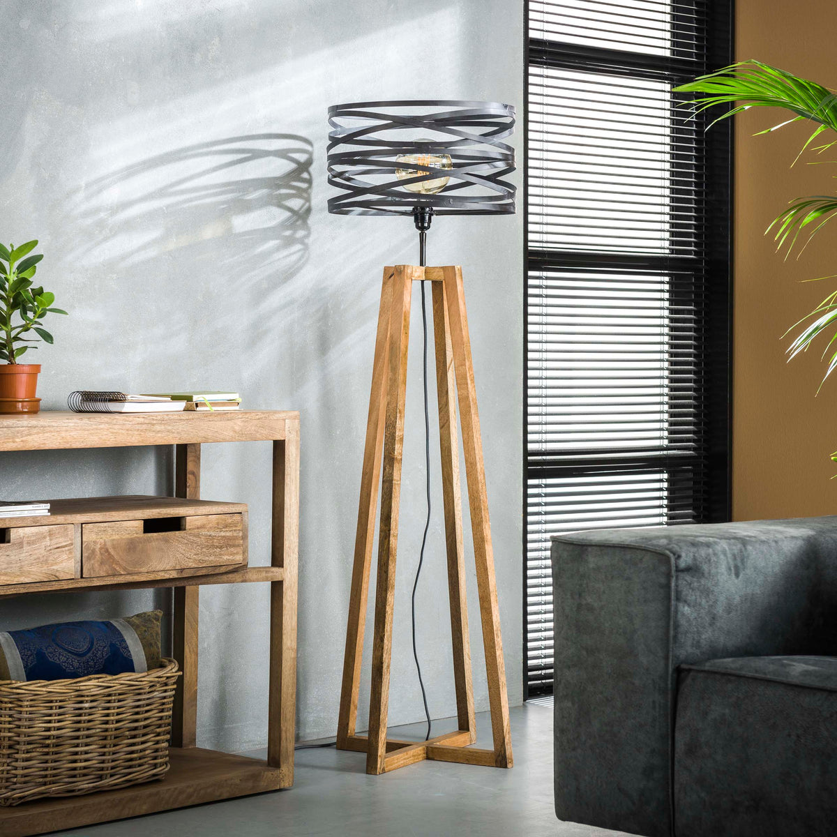 Floor lamp Twist slate grey - 1-light, 135 cm high