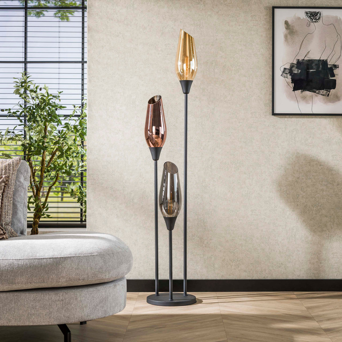Floor lamp Cocoon black - 3-light, 168 cm high