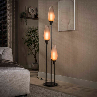 Vloerlamp Cocoon sienna bruin frosted - 3-lichts, 168 cm hoog
