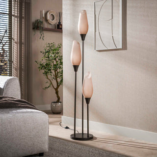 Vloerlamp Cocoon sienna bruin frosted - 3-lichts, 168 cm hoog