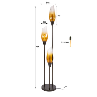 Lampadaire Cocoon brun sienna ombré - 3 lumières, hauteur 168 cm