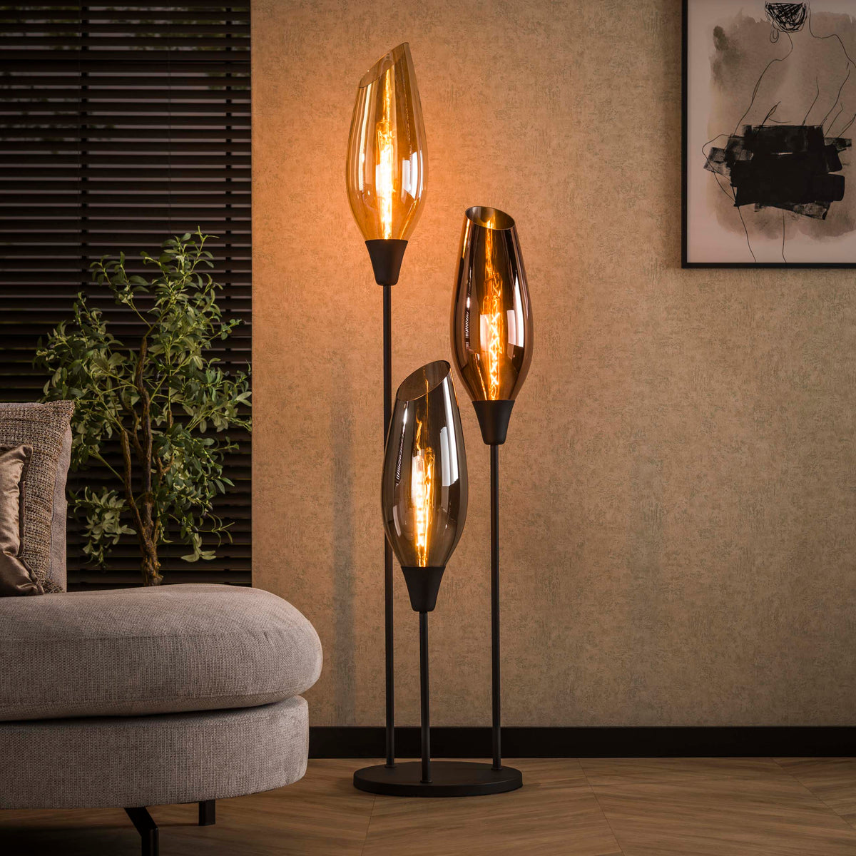 Floor lamp Cocoon XL black - 3-light, 178 cm high
