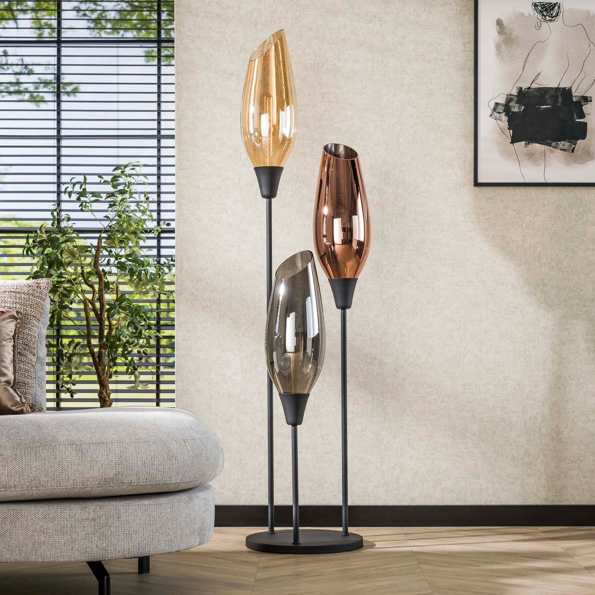Floor lamp Cocoon XL black - 3-light, 178 cm high