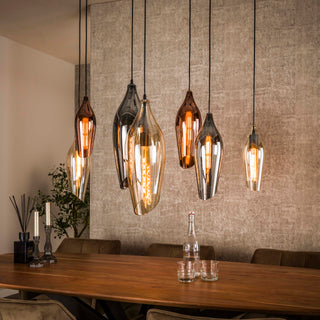 Pendant lamp Cocoon black - 4+3-light, 120 cm wide