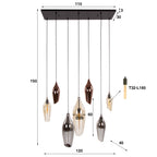 Pendant lamp Cocoon black - 4+3-light, 120 cm wide
