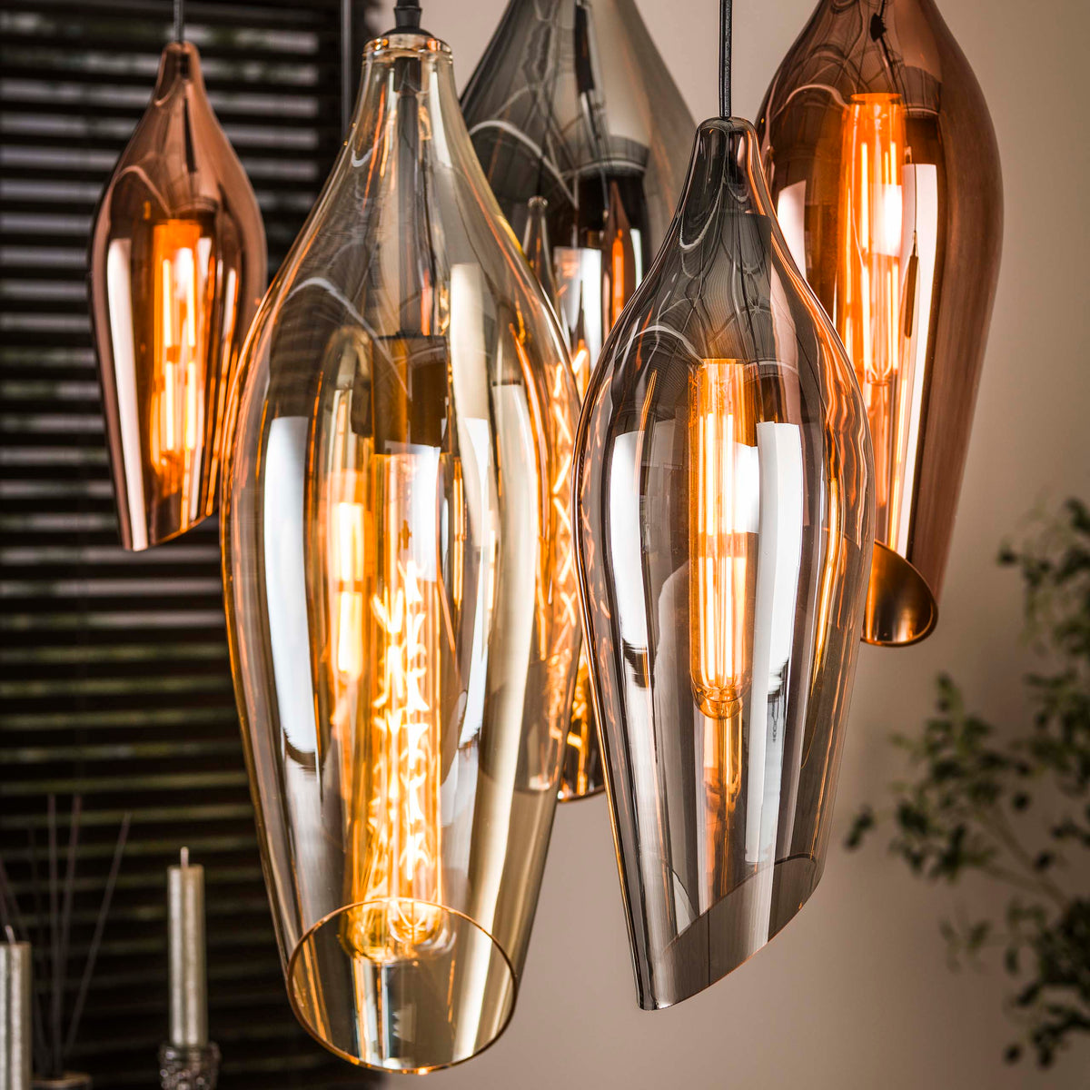 Pendant lamp Cocoon black - 4+3-light, 120 cm wide