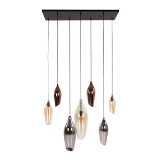 Pendant lamp Cocoon black - 4+3-light, 120 cm wide