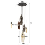 Suspension Cocoon noir - 5 lumières, diamètre 60 cm