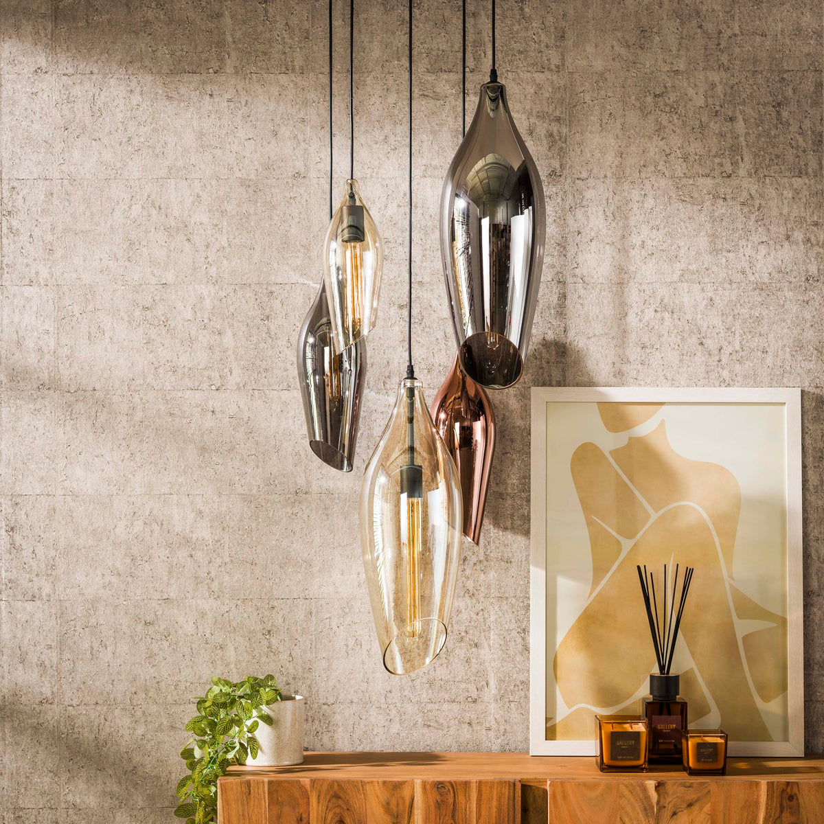 Hanglamp Cocoon zwart - 5-lichts, diameter 60 cm