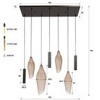 Hanglamp Cocoon pendel sienna bruin frosted - 4+3-lichts, 105 cm breed