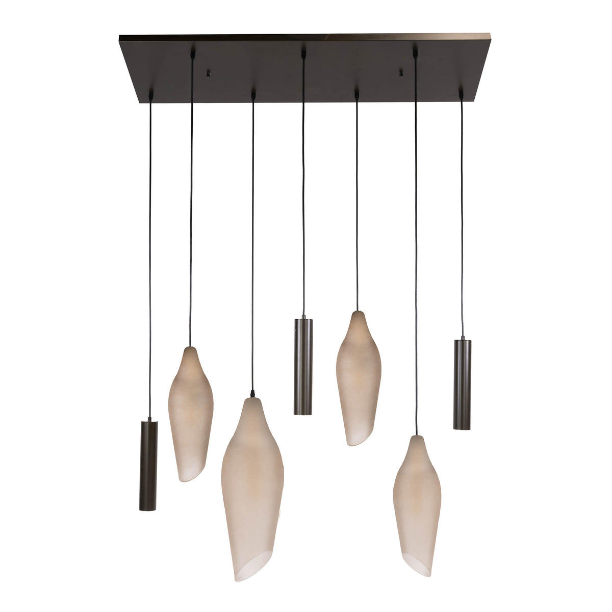 Pendant lamp Cocoon cord sienna brown frosted - 4+3-light, 105 cm wide