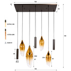 Pendant lamp Cocoon cord sienna brown shaded - 4+3-light, 105 cm wide