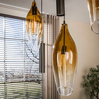 Pendant lamp Cocoon cord sienna brown shaded - 4+3-light, 105 cm wide