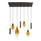 Pendant lamp Cocoon cord sienna brown shaded - 4+3-light, 105 cm wide