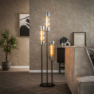 Vloerlamp Cylinder Glass artic zwart - 3-lichts, 155 cm hoog