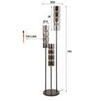 Vloerlamp Cylinder Glass artic zwart - 3-lichts, 155 cm hoog