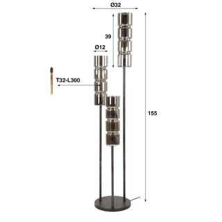 Vloerlamp Cylinder Glass artic zwart - 3-lichts, 155 cm hoog
