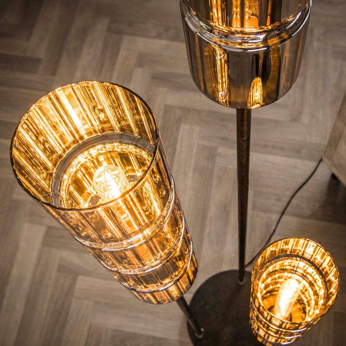 Vloerlamp Cylinder Glass artic zwart - 3-lichts, 155 cm hoog