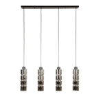 Hanglamp Cylinder Glass artic zwart - 4-lichts, 105 cm breed