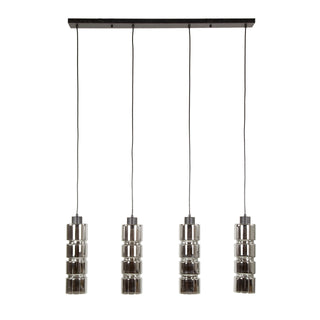 Hanglamp Cylinder Glass artic zwart - 4-lichts, 105 cm breed