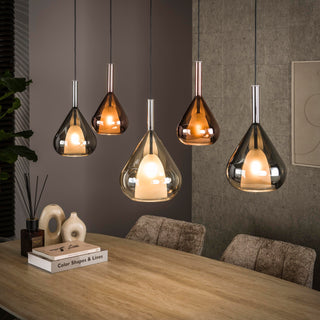 Suspension Wings noir - 5 lumières, largeur 123 cm