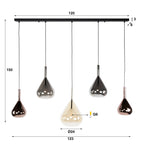 Suspension Wings noir - 5 lumières, largeur 123 cm