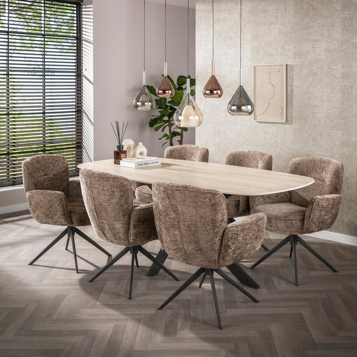 Suspension Wings noir - 5 lumières, largeur 123 cm
