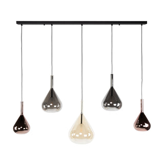 Suspension Wings noir - 5 lumières, largeur 123 cm