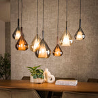 Pendant lamp Wings black - 4+3-light, 120 cm wide
