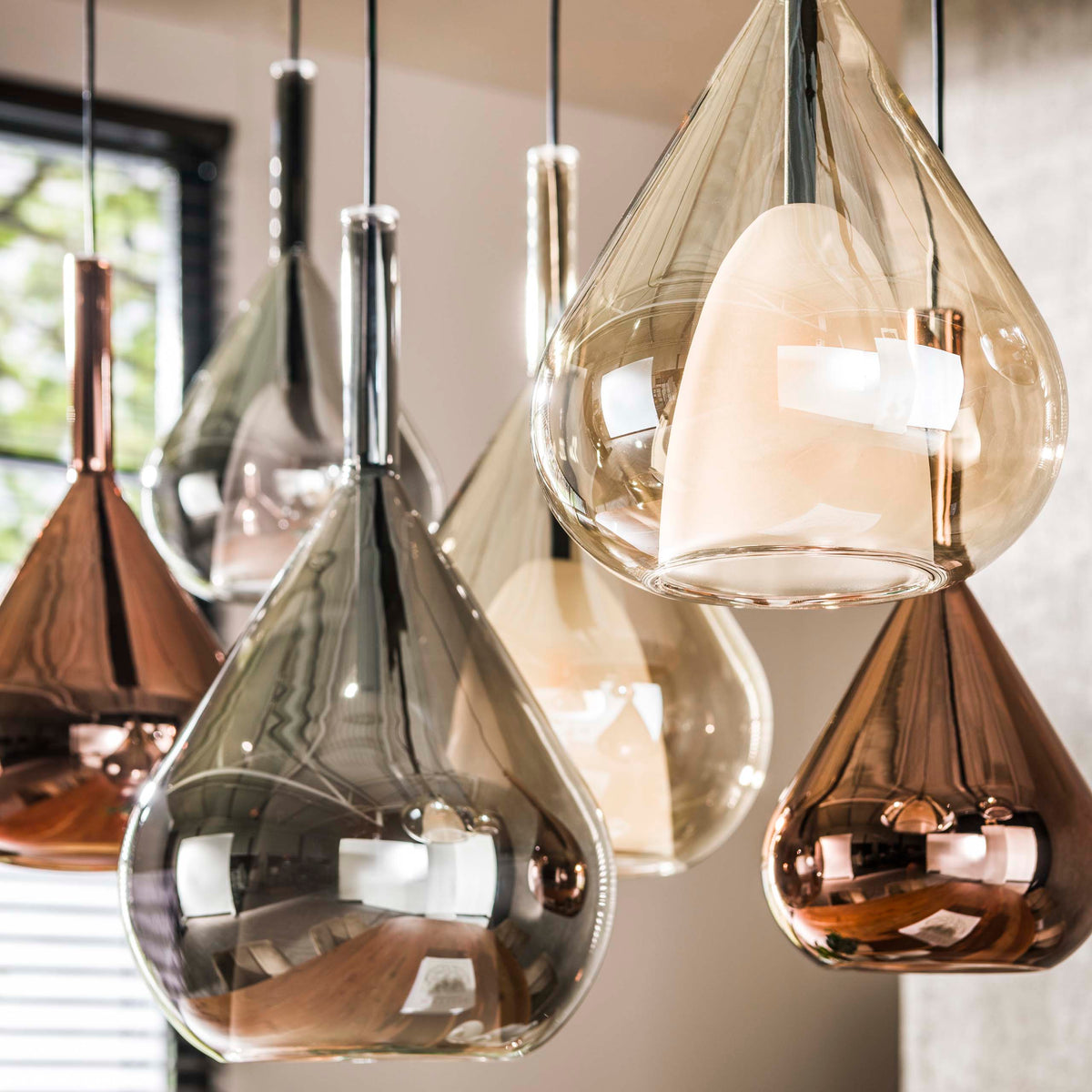 Pendant lamp Wings black - 4+3-light, 120 cm wide