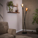 Lampadaire Wings noir - 2 lumières, hauteur 175 cm