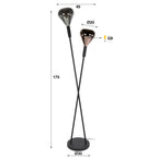 Lampadaire Wings noir - 2 lumières, hauteur 175 cm