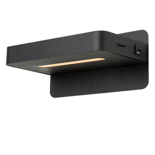 ATKIN - Bedlamp / Wandlamp - LED - 1x6W 3000K - Met USB oplaadpunt - Zwart