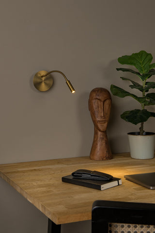 JOLIJN - Lampe de chevet / Applique murale rechargeable - Batterie/Pile - Ø 11 cm - LED - 1x2W 3000K - Magnétique - Or mat / Laiton