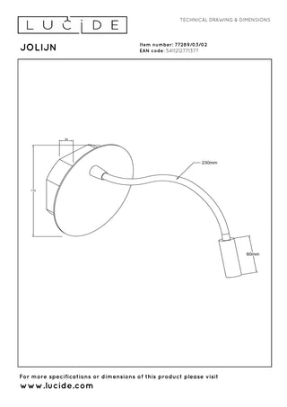 JOLIJN - Lampe de chevet / Applique murale rechargeable - Batterie/Pile - Ø 11 cm - LED - 1x2W 3000K - Magnétique - Or mat / Laiton