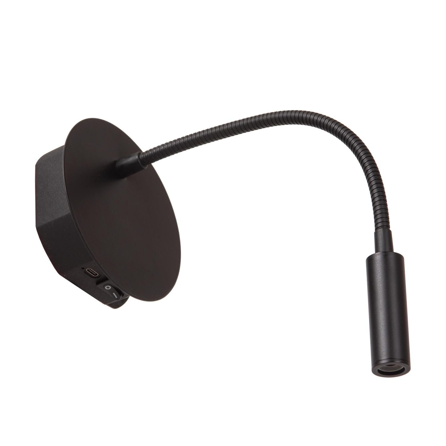 JOLIJN - Rechargeable bed light / wall light - Battery - Ø 11 cm - LED - 1x2W 3000K - Magnetic - Black