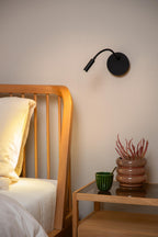 JOLIJN - Rechargeable bed light / wall light - Battery - Ø 11 cm - LED - 1x2W 3000K - Magnetic - Black