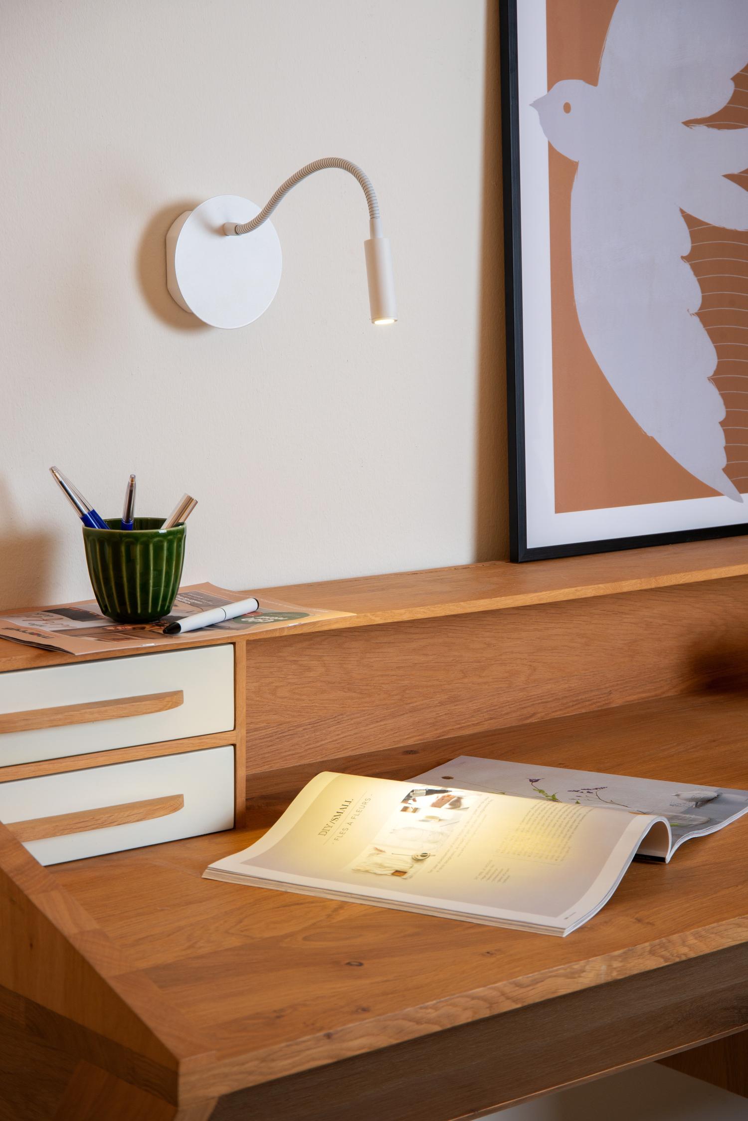 JOLIJN - Rechargeable bed light / wall light - Battery - Ø 11 cm - LED - 1x2W 3000K - Magnetic - White