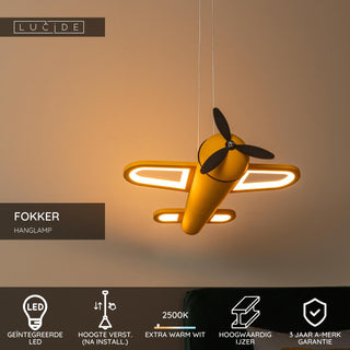 FOKKER - Suspension Chambre d'enfant - LED - 1x28W 2500K - Jaune