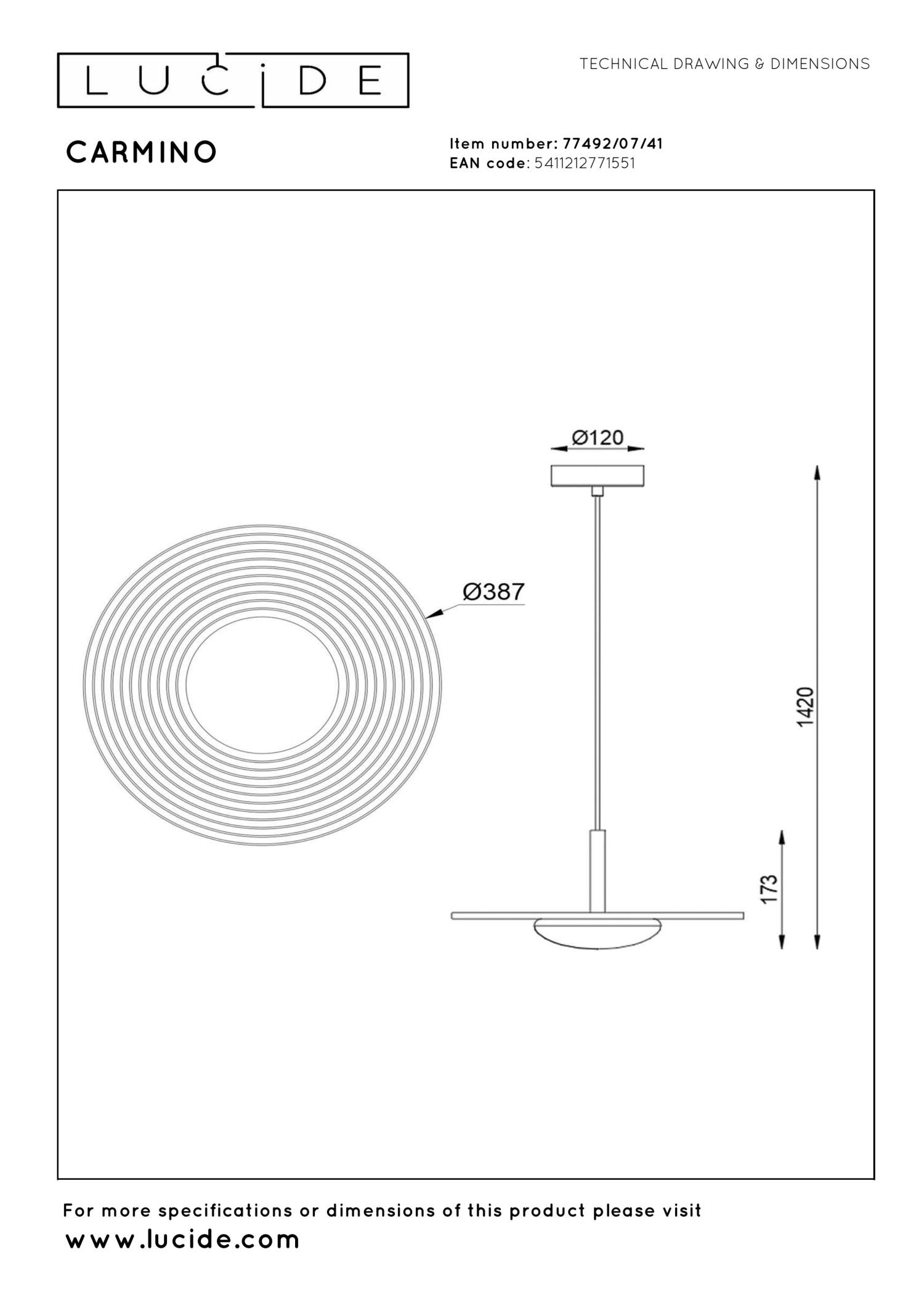 CARMINO - Hanglamp - Ø 38,7 cm - LED - 1x8W 2700K - Taupe | Essential
