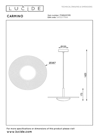 CARMINO - Hanglamp - Ø 38,7 cm - LED - 1x8W 2700K - Terracotta | Essential