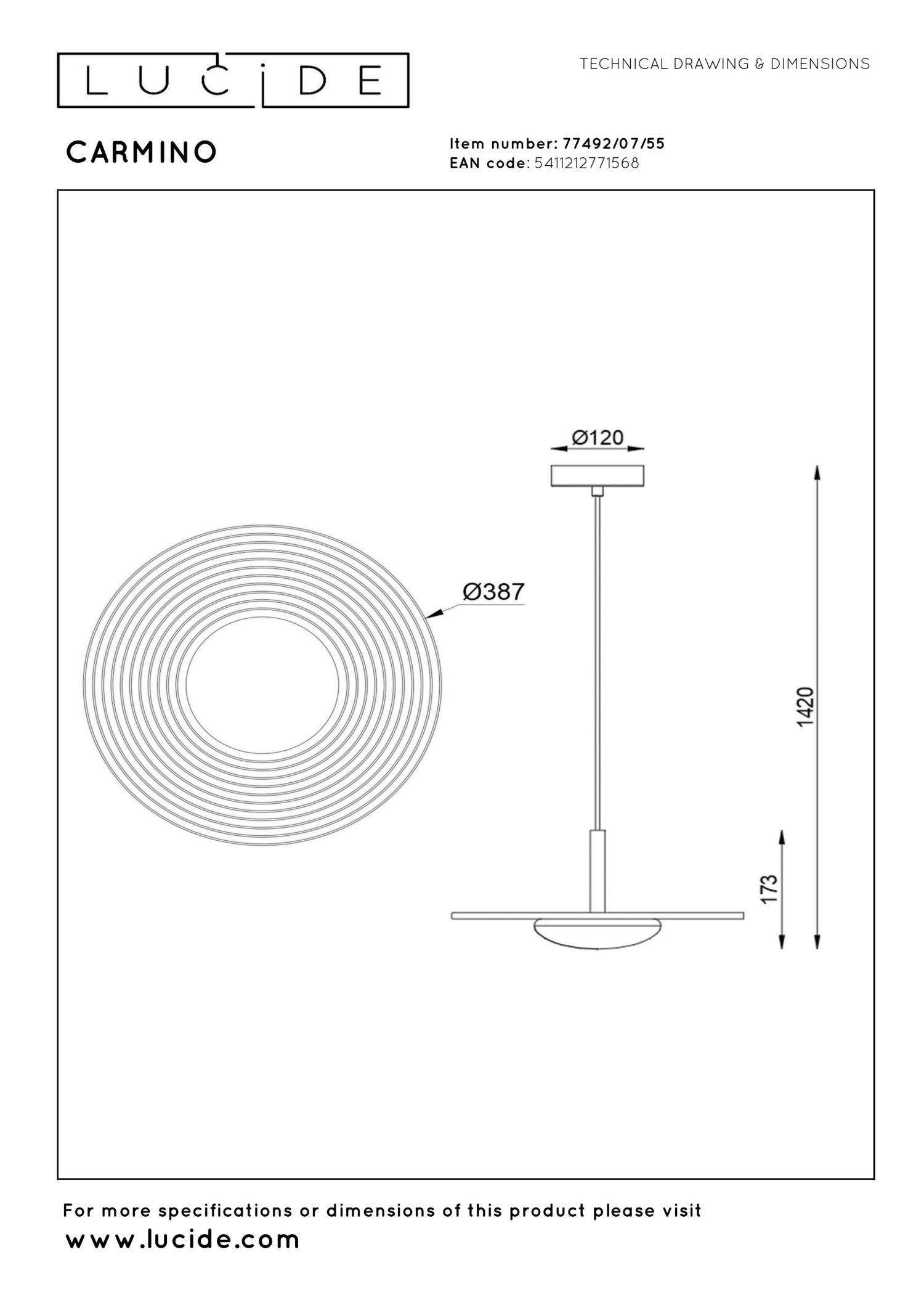 CARMINO - Hanglamp - Ø 38,7 cm - LED - 1x8W 2700K - Terracotta | Essential