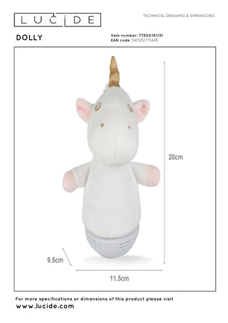 DOLLY - Nachtlamp Kinderkamer - Batterijen - LED - 1x3W 2700K - Met muziekfunctie - Wit
