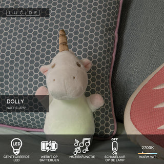DOLLY - Nachtlamp Kinderkamer - Batterijen - LED - 1x3W 2700K - Met muziekfunctie - Wit